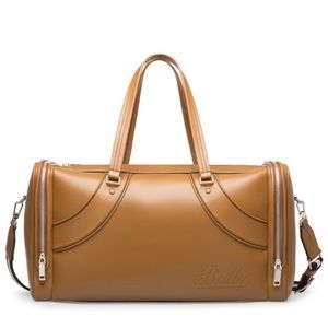 BALLY Fred Beige Leather Logo Duffle Bag Weekender